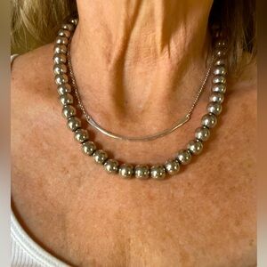 Silver toned metal beaded necklace